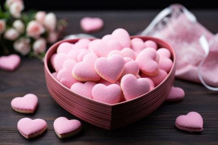 cookies in the shape of a heart in heart gift box. Valentines Dayの素材