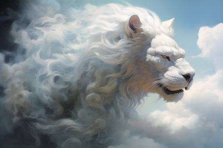 A cloudy or airy magical animal of pastel light colors.の素材