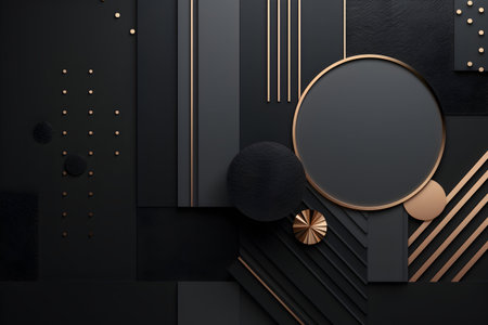 luxury geometric black and gold background. style. different geometric shapes.の素材