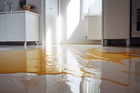 the orange color of the water on the floorの素材