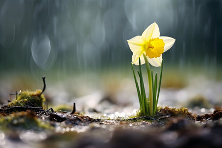 a close-up of narcissus on a soft background. springの素材