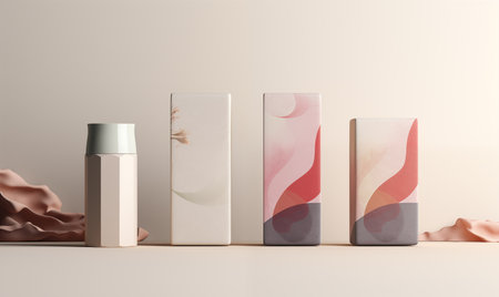 Minimal cosmetic product display podium for mock up, 3D renderingの素材