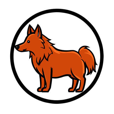 Vector image of a red dog in a circle on a white backgroundのイラスト素材