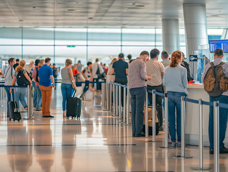 Passengers at the international airport.の素材