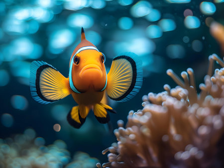 Clown anemonefish in anemone fish tank.の素材