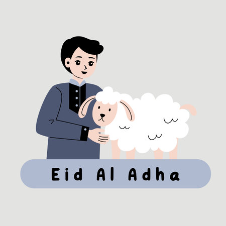 Eid al adha greeting card. Vector illustration in flat styleのイラスト素材