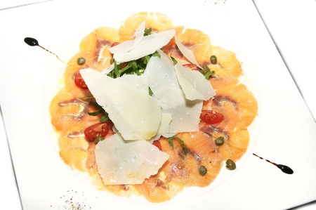 salad with salmon and cheeseの写真素材