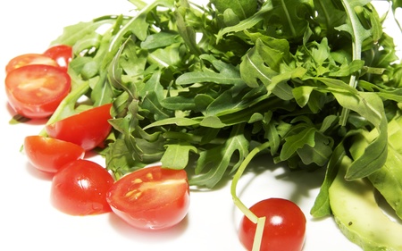 greens and tomatoesの写真素材