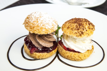 tartlets on a white plate in a restaurant