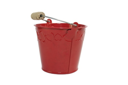 red metal bucket on a white backgroundの写真素材