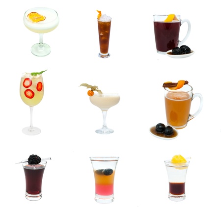 Set photos with cocktails on a white backgroundの写真素材