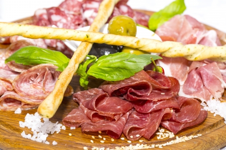 meat dish with several kinds of sausagesの写真素材