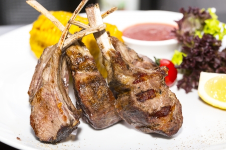 lamb ribs cooked on the grillの写真素材