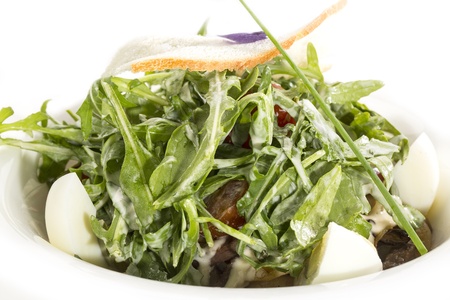 salad of eggs and arugulaの写真素材