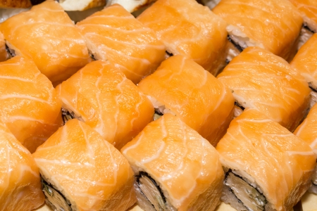 Japanese sushi seafood on a white backgroundの写真素材