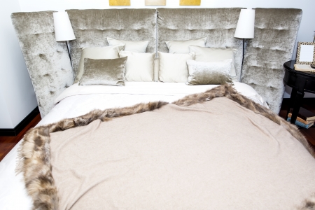 comfortable and cozy white bedroomの写真素材