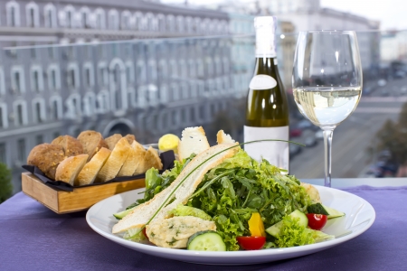 salad vegetables and goat cheese の写真素材