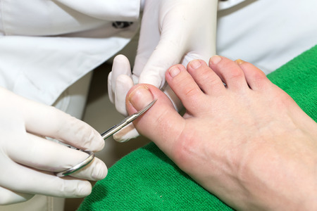 process of pedicure at beauty salonの写真素材