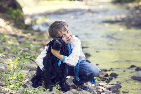 Portrait of a boy on a summer natureの写真素材