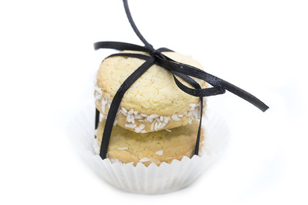 biscuits with cream and fruit fillingの写真素材