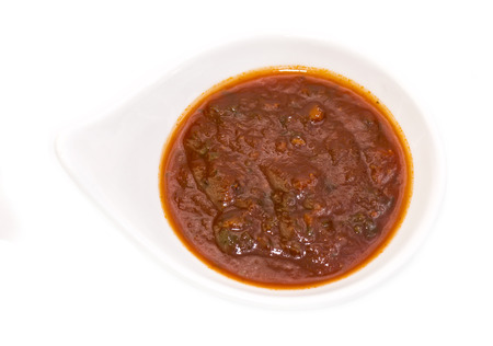 sauces on a white background in the restaurantの写真素材