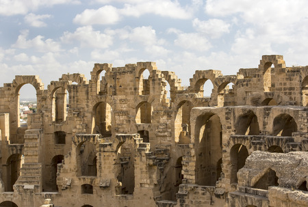 El Jem Coliseum ruins in Tunisia fighting gladiatorのeditorial素材