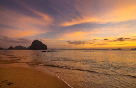 sunset in the Philippines in the area of El Nidoの写真素材