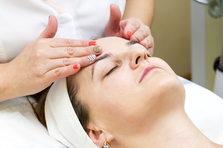 massage and facial peels at the salon cosmeticsの写真素材