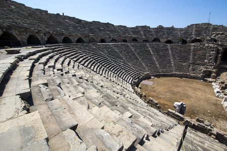 Ruins of the ancient amphitheater in Side, Turkey
