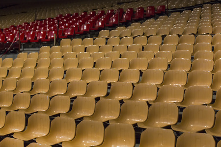 plastic chairs at the stadium the nightのeditorial素材