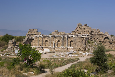 The ruins of the ancient city of Side in Turkeyの写真素材