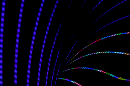 Neon abstract background of lines and bokehの写真素材