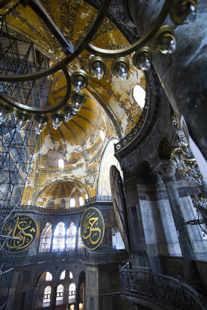 ISTANBUL, TURKEY - MAY 12, 2015: Design elements of the ancient temple of Hagia Sophia. Istanbul, Turkey.のeditorial素材