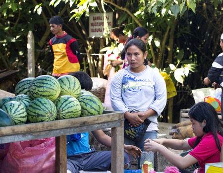 El NIDO, PHILIPPINES - FEB. 12: Village Asian market for the sale of fruit and vegetables El Nido FEB. 12, 2016 in El Nido Philippines.のeditorial素材