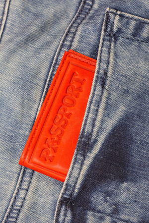 sticking out of the pocket of jeans Passportの写真素材