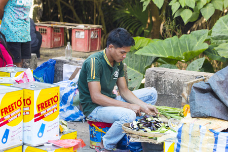 El NIDO, PHILIPPINES - FEB. 12: Village Asian market for the sale of fruit and vegetables El Nido FEB. 12, 2016 in El Nido Philippines.のeditorial素材