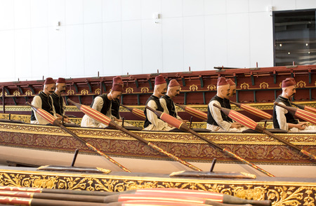 ISTANBUL, TURKEY - 3 APRIL, 2016: Maritime Museum in Istanbul stabbing ancient boats Turkish sultans