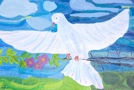 KHARKIV, UKRAINE - JUNE 9, 2016: Voyages for groups of children drawings of city Kharkiv on "CHILDREN AGAINST THE WAR". The composition exhibited in the central squareのeditorial素材