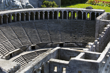 ISTANBUL, TURKEY - 4 APRIL, 2016: Miniaturk in Istanbul, Turkey. Miniature copies of the Ancient World Architectureのeditorial素材
