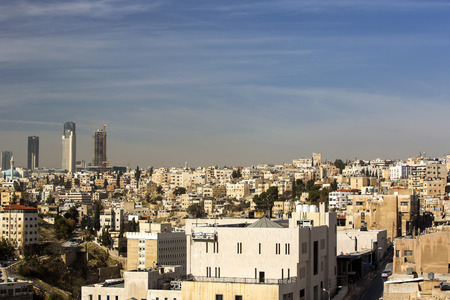 JORDAN, AMMAN - JANUARY 12, 2017: Panorama of Amman, Jordan's capital: JANUARY 12, 2017 in Jordan. Ammanのeditorial素材