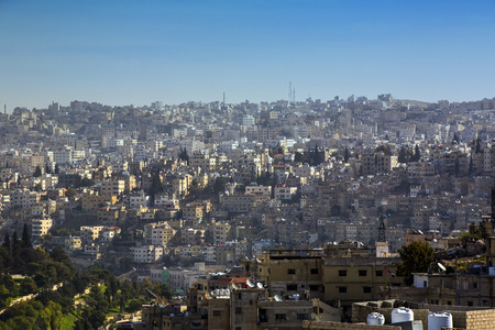 JORDAN, AMMAN - JANUARY 12, 2017: Panorama of Amman, Jordan's capital: JANUARY 12, 2017 in Jordan. Ammanのeditorial素材