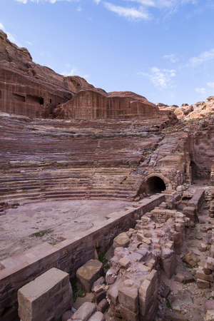 Ancient abandoned rock city of Petra in Jordan tourist attractionの写真素材