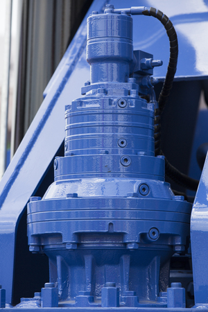 Chrome- plated hydraulic mechanism close-up shotの写真素材