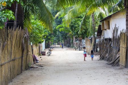 BUKANA, PHILIPPINES - FEB. 10: The life of the inhabitants of the Philippine fishing village FEB. 10, 2016 in Bucana Philippinesのeditorial素材