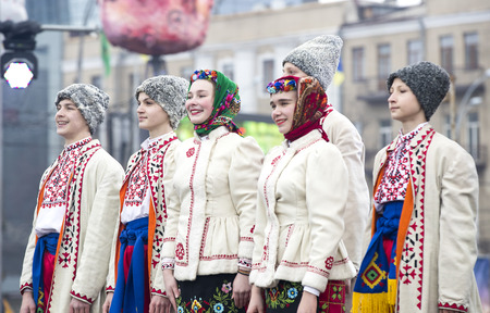 KHARKOV, UKRAINE- FEBRUARY 26, 2017: Traditional celebration carnival costume show in the town...