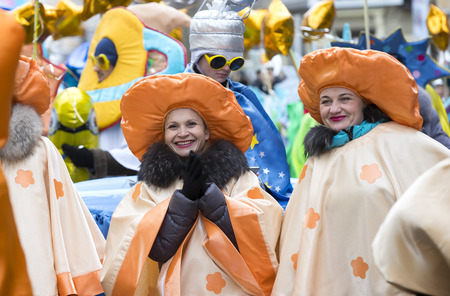 KHARKOV, UKRAINE- FEBRUARY 26, 2017: Traditional celebration carnival costume show in the town square.Kharkov. Ukraine-2017のeditorial素材