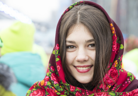 KHARKOV, UKRAINE- FEBRUARY 26, 2017: Traditional celebration carnival costume show in the town square.Kharkov. Ukraine-2017のeditorial素材