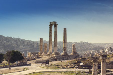 The ruins of the ancient citadel in Amman, Jordanのeditorial素材