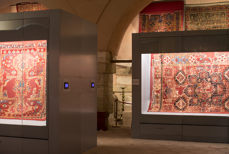 ISTANBUL, TURKEY - 5 APRIL, 2017: Museum collection of ancient rare carpets of Istanbulのeditorial素材