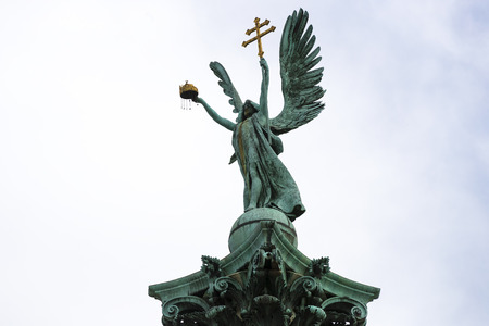 The area of ??the Hungarian heroes Budapest elements of architecture and sculpture of historical personalities.の写真素材